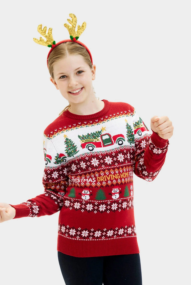 Maglione Natalizio per la Famiglia Driving Home Bambini