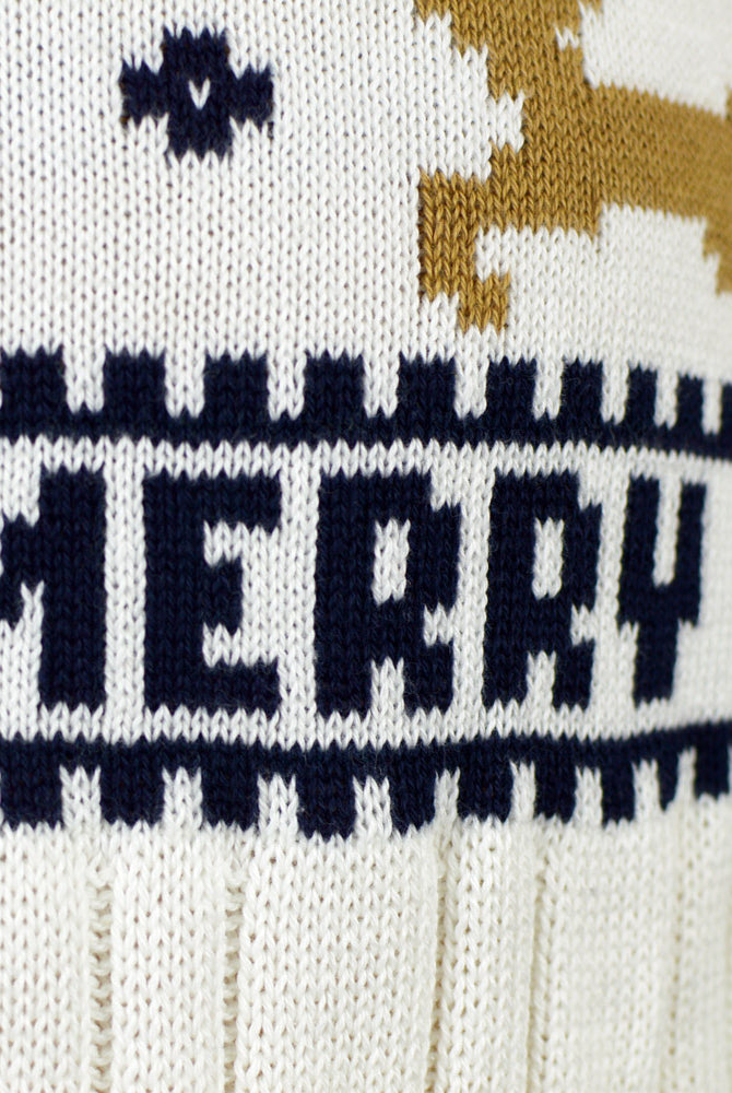 Maglione Natalizio Elegante Famiglia in Cotone Biologico Bianco con Renne