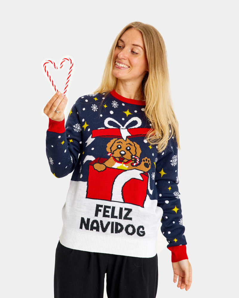 Maglione Natalizio Famiglia Donna Feliz Navidog