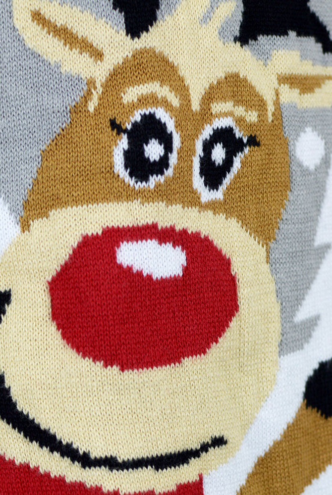 Maglione Natalizio Carine Famiglia Grigio con Renne