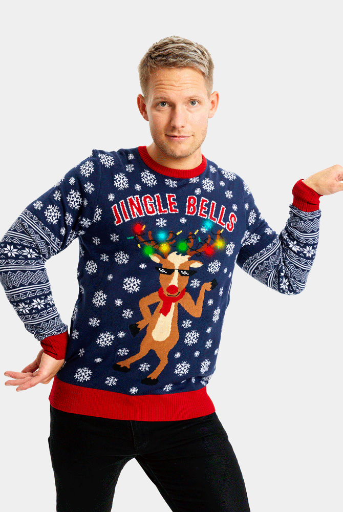 Maglione Natalizio Famiglia Uomo con Luci LED Jingle Bells