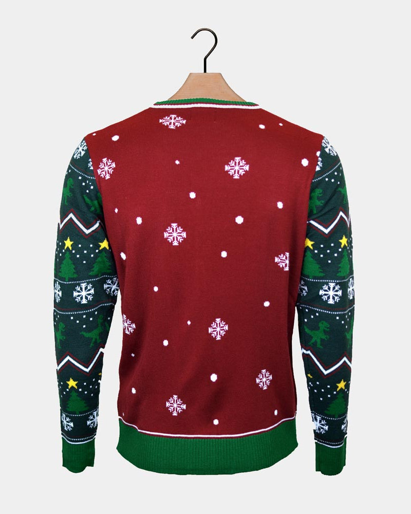 Maglione Natalizio per la Famiglia con Luci LED Tree-Rex Christmas