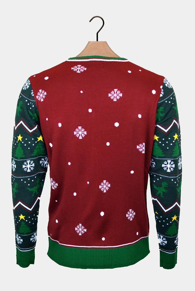 Maglione Natalizio per la Famiglia con Luci LED Tree-Rex Christmas