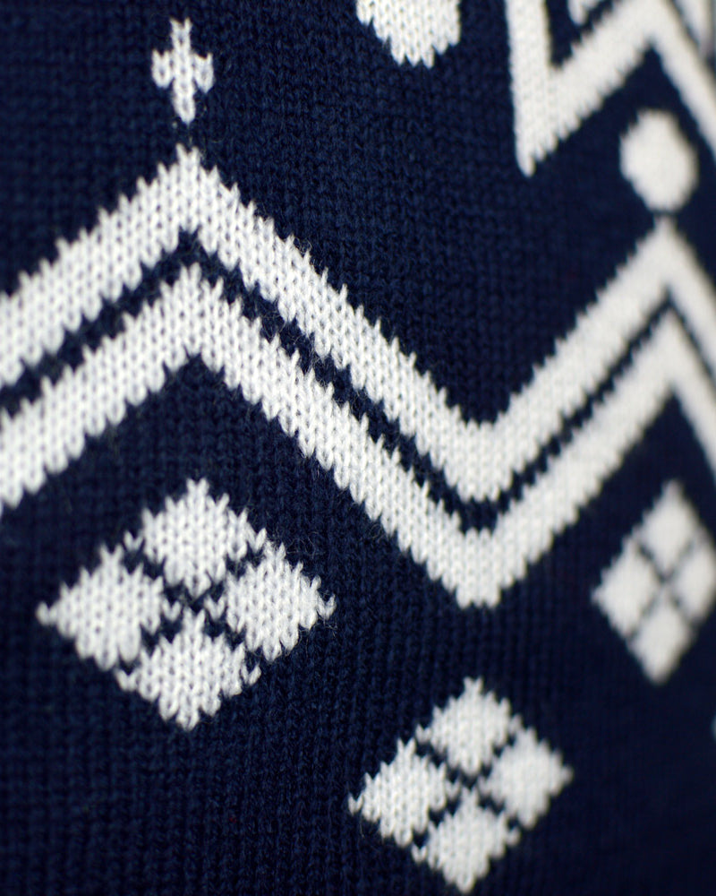 Maglione Natalizio Famiglia Nordic Renne e Stelle Blu