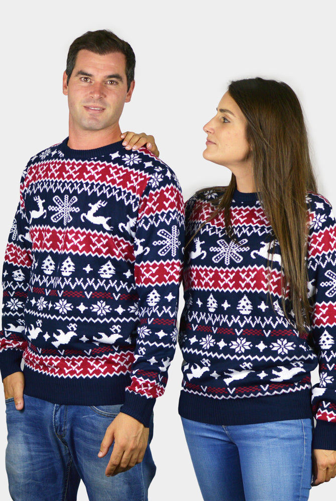 Maglione Natalizio per la Famiglia Renne e Motivi Natalizi coppia