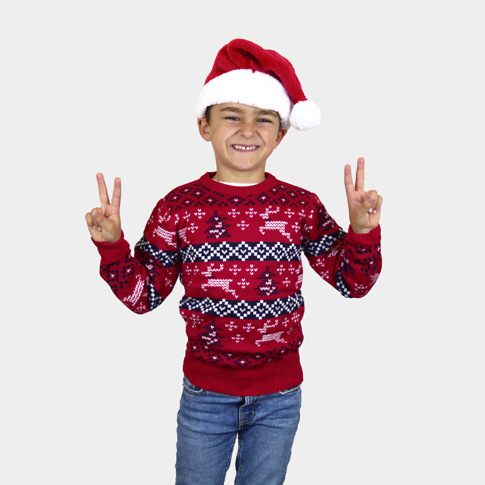 Maglione Natalizio per la Famiglia Rosso Canada bambini