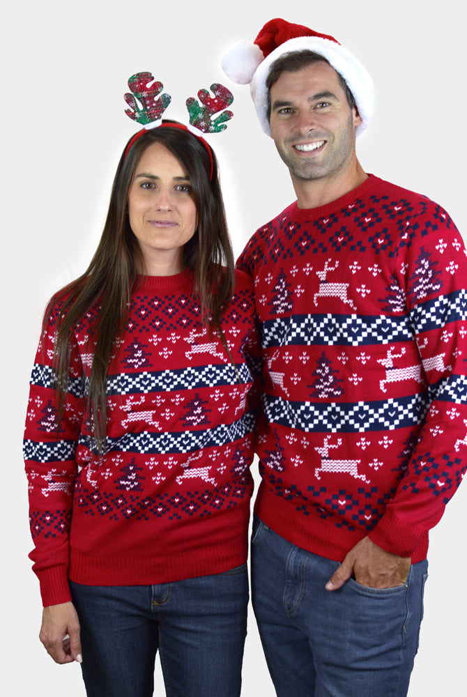 Maglione Natalizio per la Famiglia Rosso Canada coppia