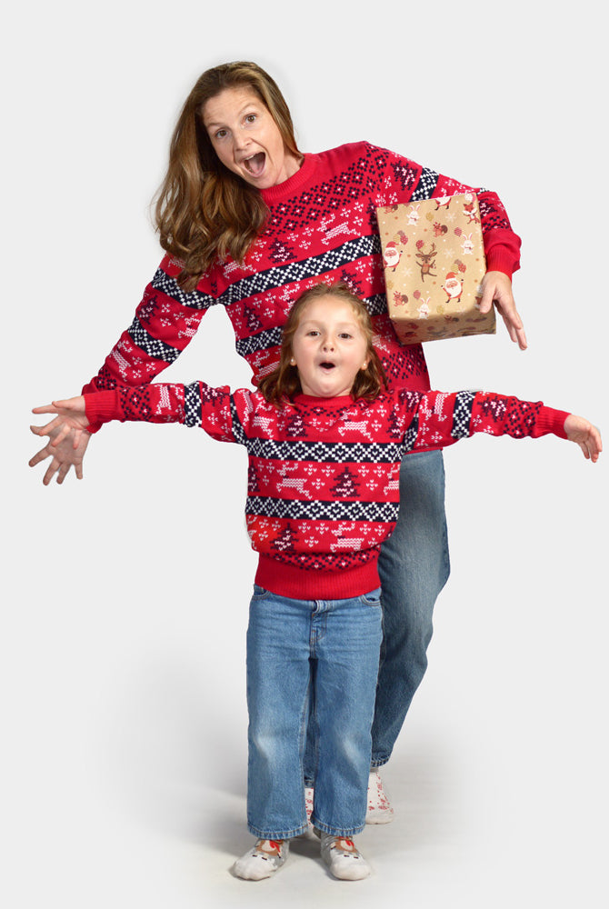 Maglione Natalizio per la Famiglia Rosso Canada