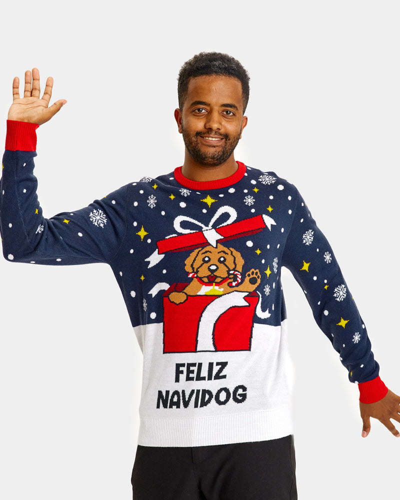 Maglione Natalizio Famiglia Uomo Feliz Navidog