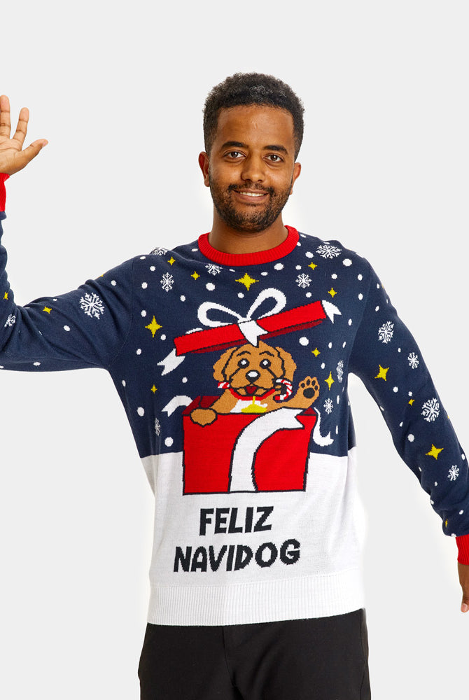 Maglione Natalizio Famiglia Uomo Feliz Navidog