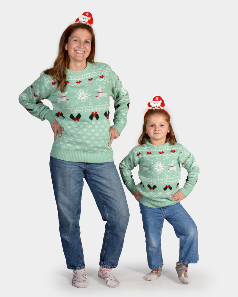 Maglione Natalizio per la Famiglia Verde Sweet Christmas