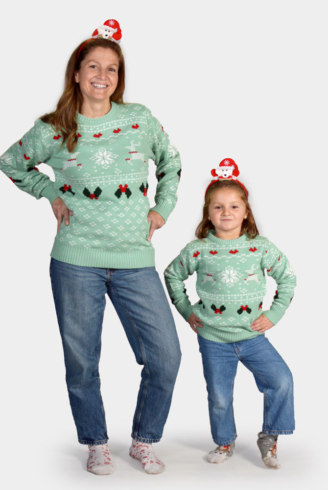 Maglione Natalizio per la Famiglia Verde Sweet Christmas