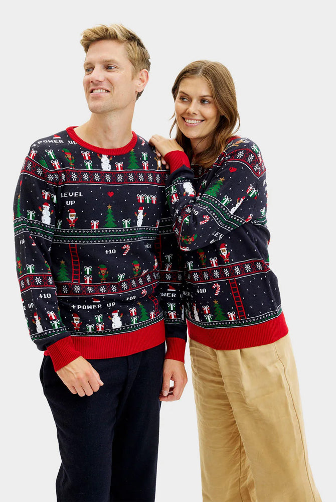 Maglione Natalizio per la Famiglia Vintage Gaming Coppia