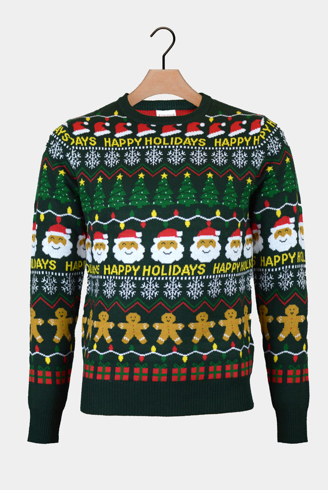 Maglione Natalizio da Uomo Holidays Verde Happy
