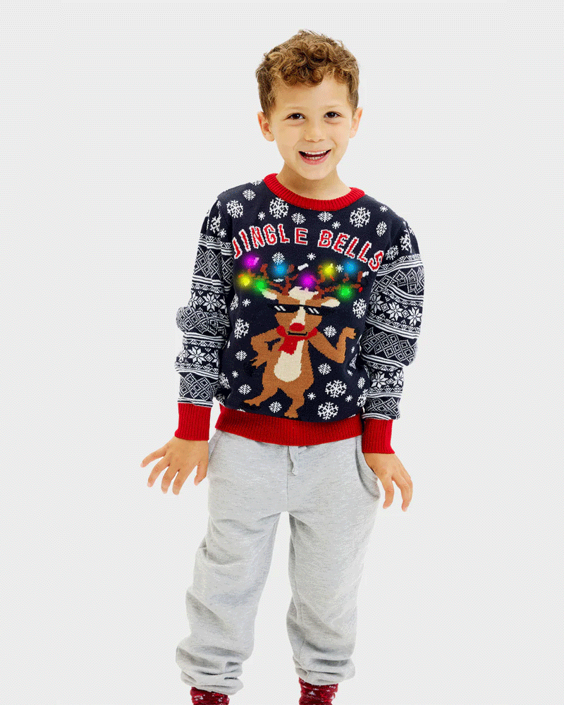 Maglione Natalizio Bambini Jingle Bells Luci LED