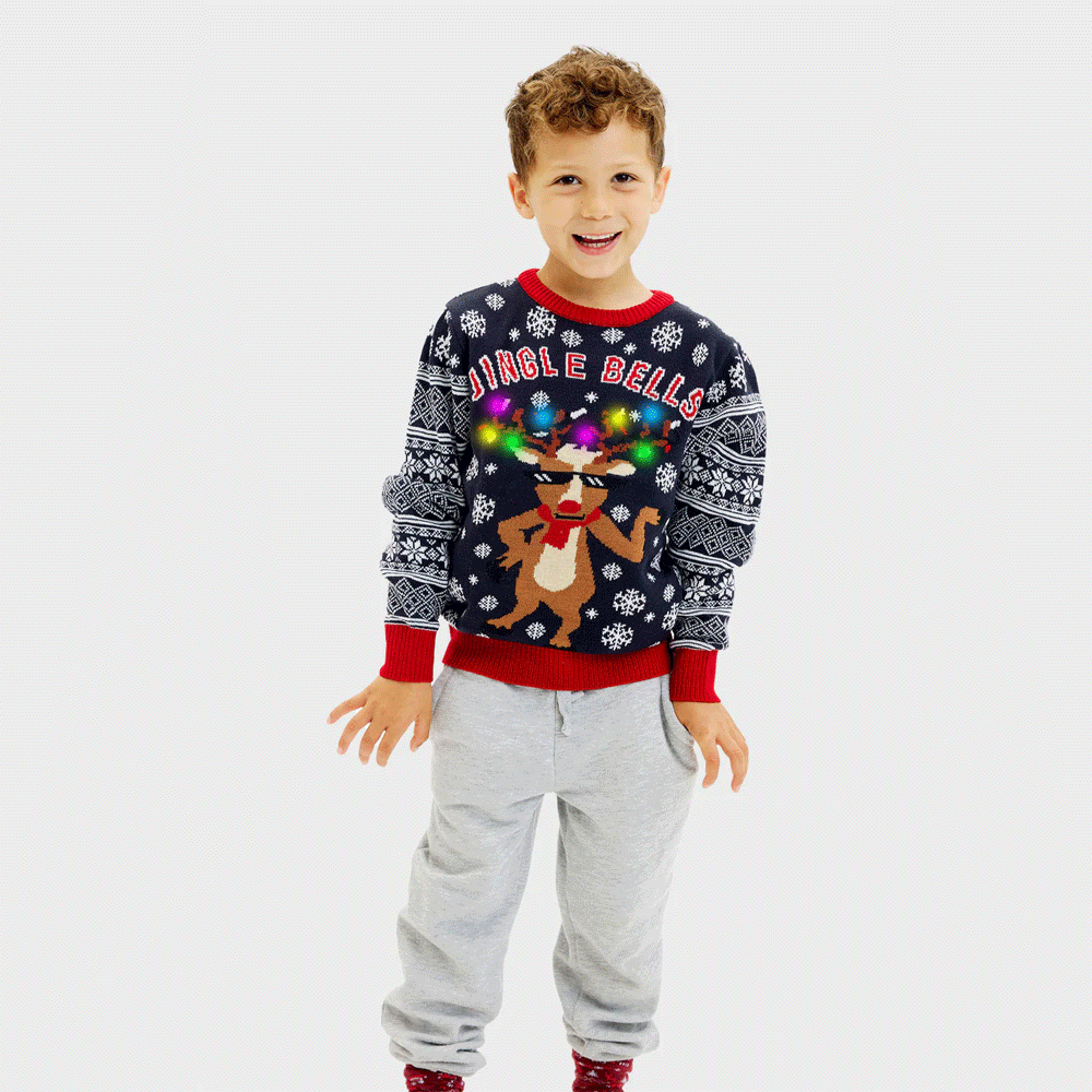 Maglione Natalizio Bambini Jingle Bells Luci LED
