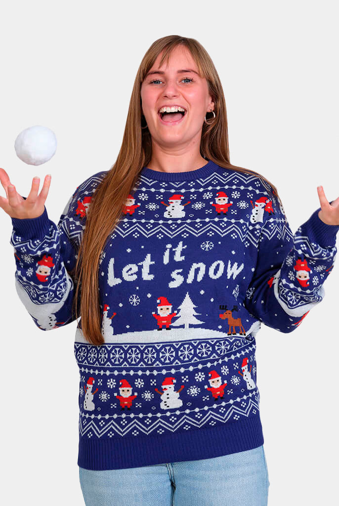 Maglione Natalizio Donna Let it Snow Blu