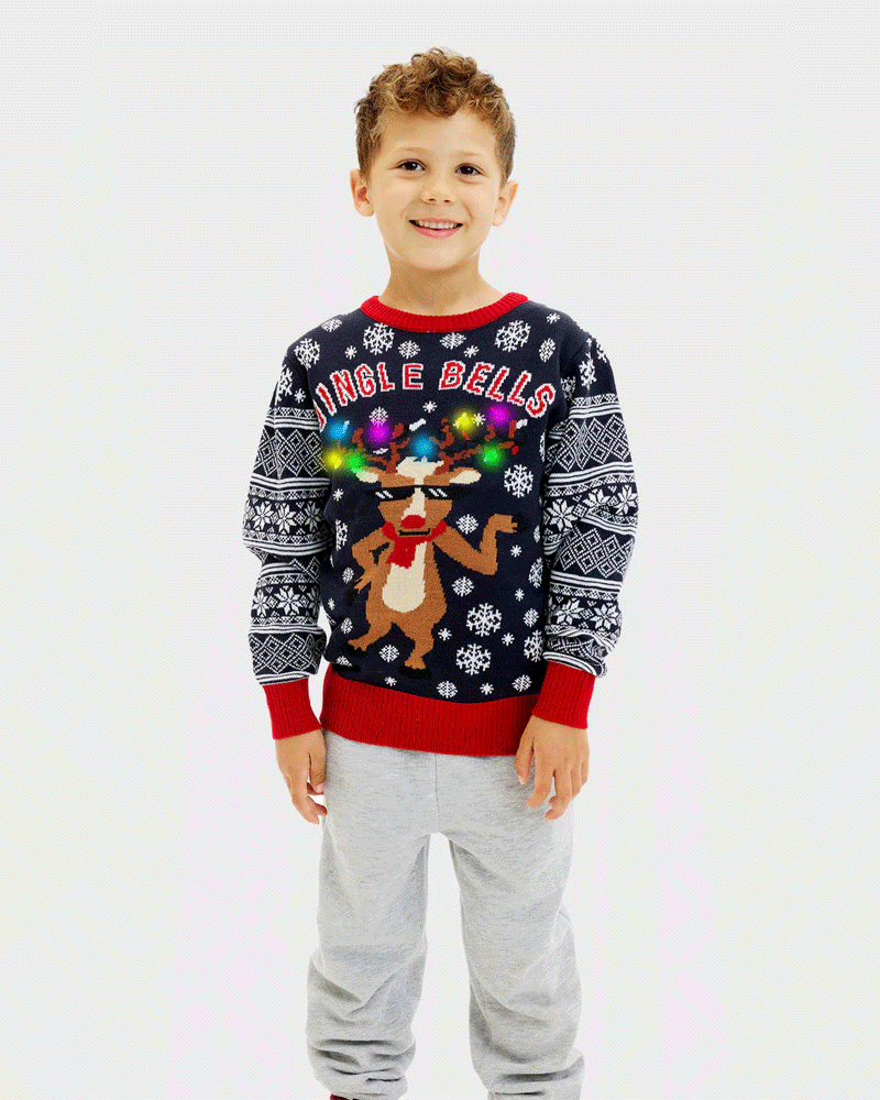 Maglione Natalizio Bambini Luci LED Jingle Bells