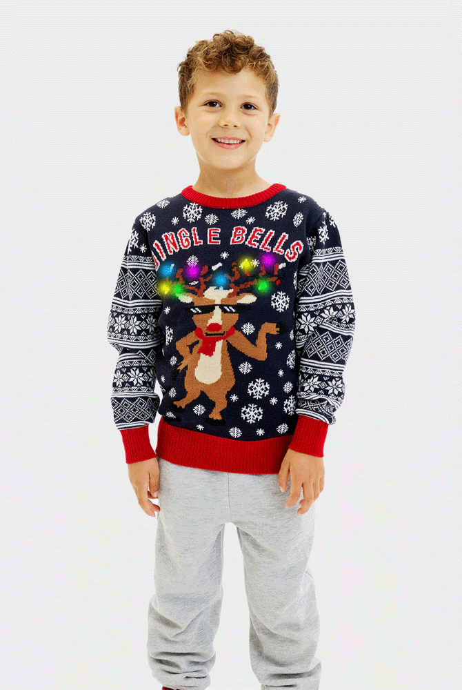 Maglione Natalizio Bambini Luci LED Jingle Bells