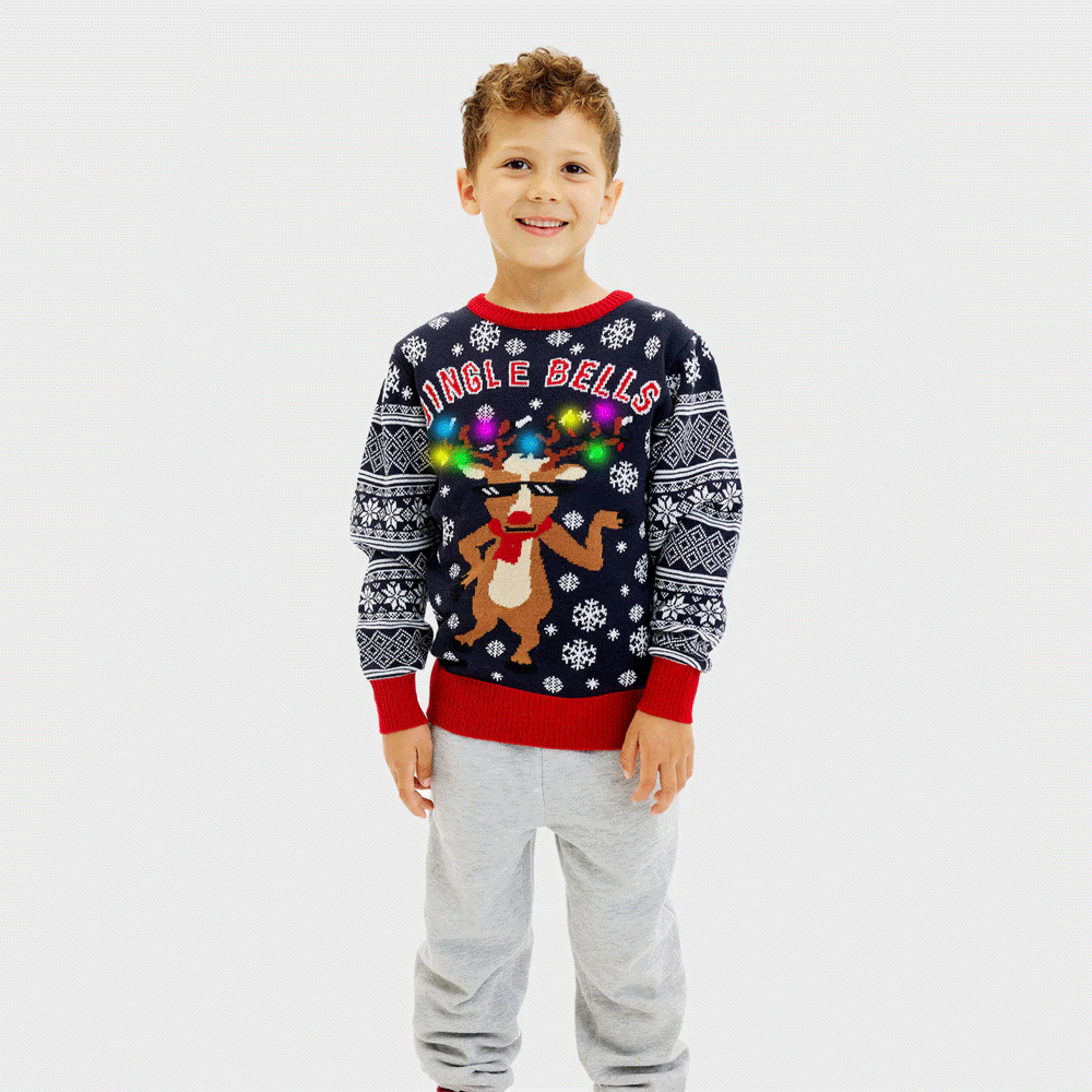 Maglione Natalizio Bambini Luci LED Jingle Bells