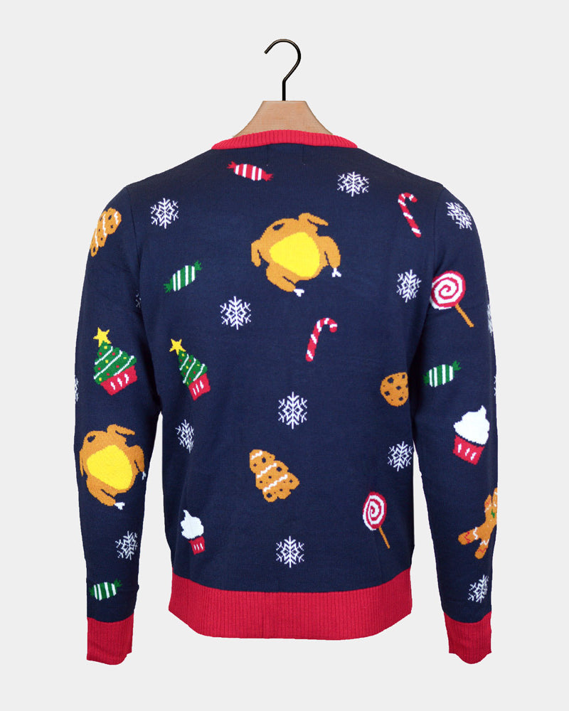 Maglione Natalizio Donna Luci LED Cibo Natalizio