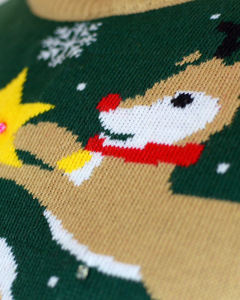 Maglione Natalizio con Luci LED Babbo Natale in Confusione Bambini