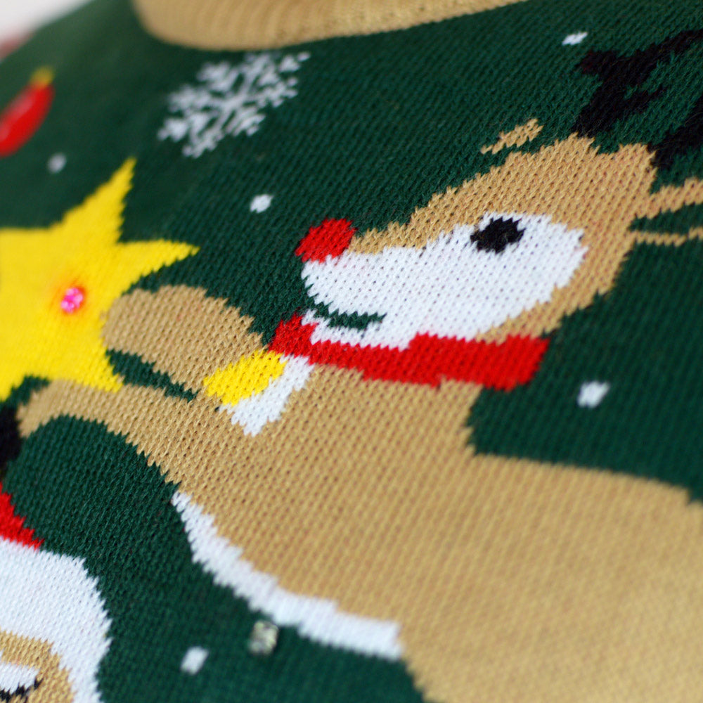 Maglione Natalizio con Luci LED Babbo Natale in Confusione Bambini