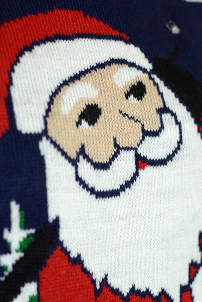 Maglione Natalizio con Luci LED Babbo Natale che Gioca a Golf