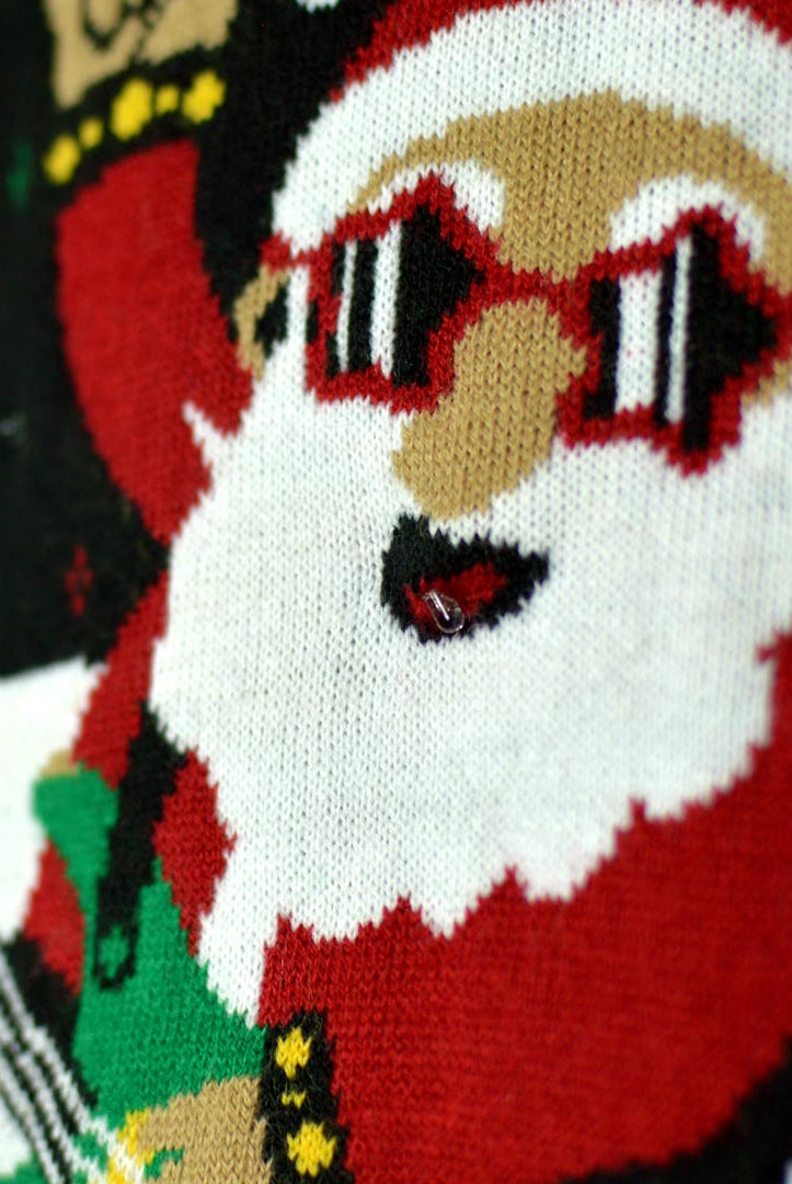 Maglione Natalizio con Luci LED Babbo Natale Rocker