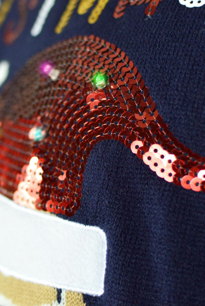 Maglione Natalizio Ginger Cookie con Luci LED Uomo Blu