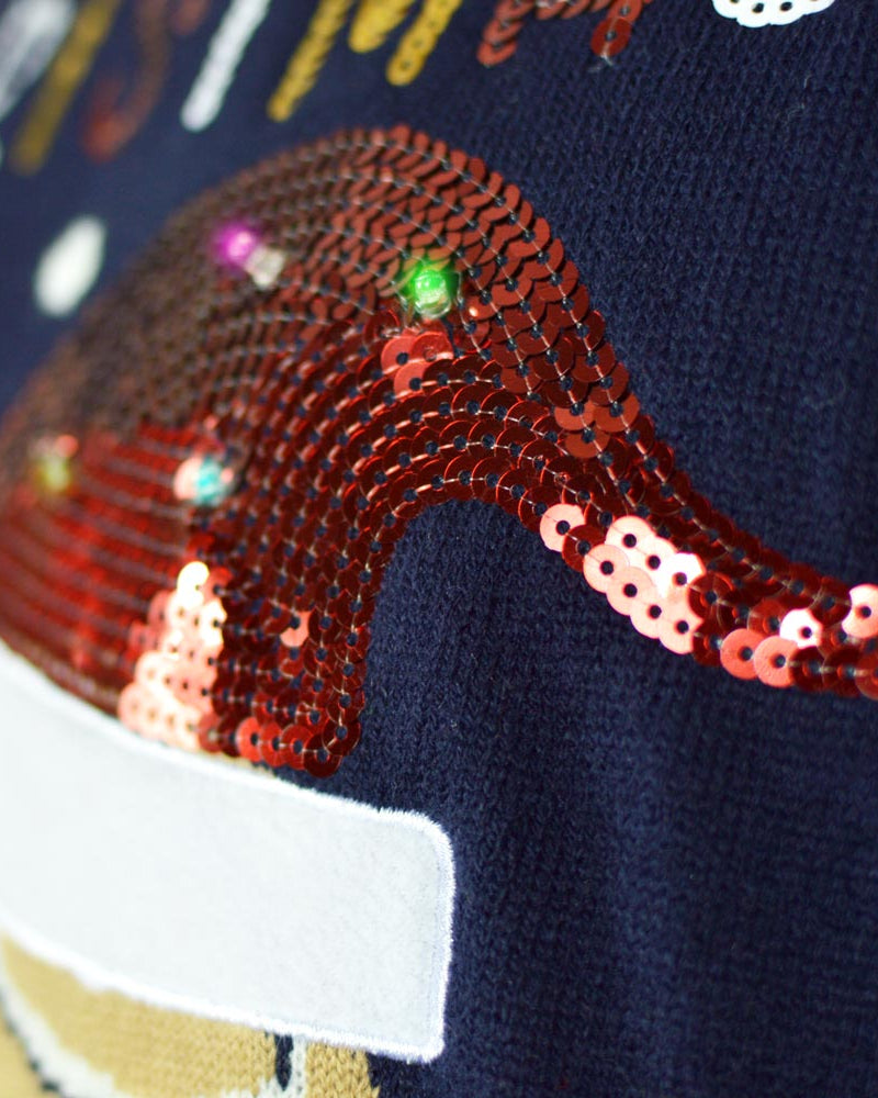 Maglione Natalizio con Luci LED Donna Blu Ginger Cookie da Donna