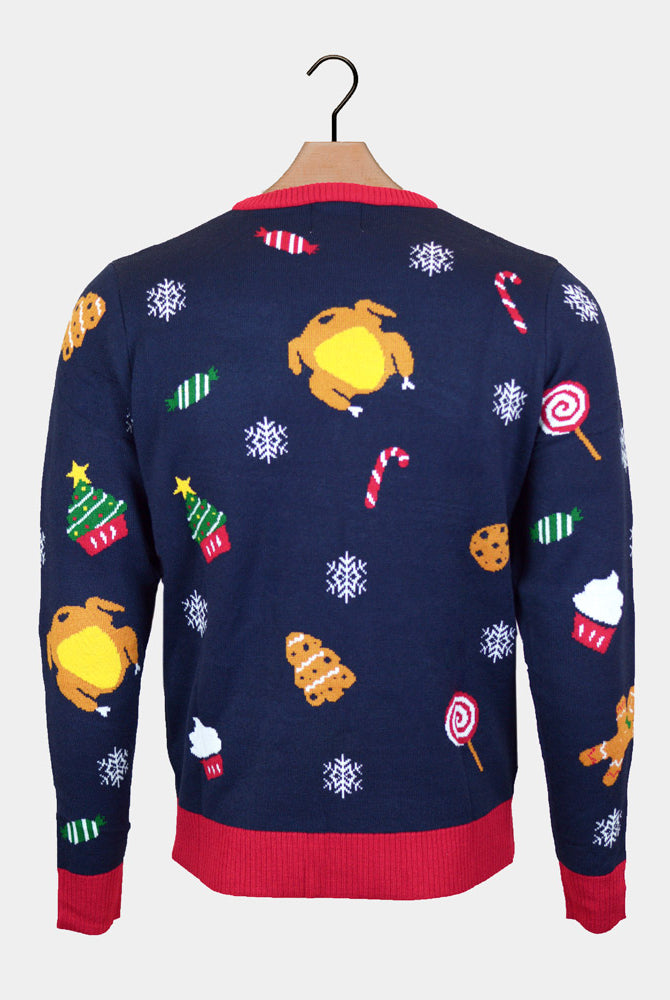 Maglione Natalizio con Luci LED Cibo da Uomo Natalizio