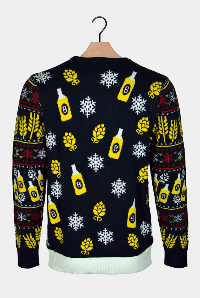 Maglione Natalizio Luci LED Coppia Babbo Natale con Birra