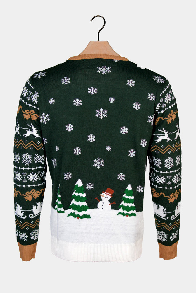 Maglione Natalizio Santa is Coming to Town con Luci LED di Coppia