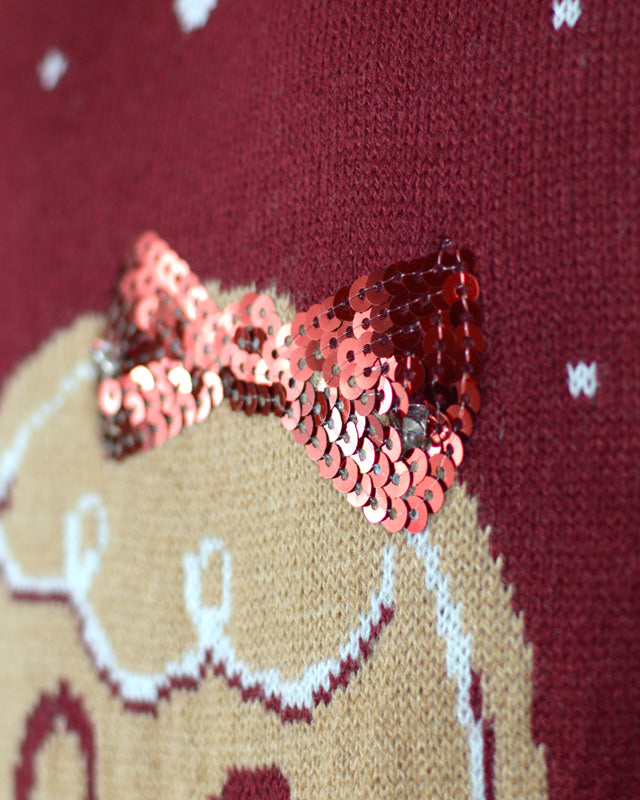 Maglione Natalizio da Donna Rosso con Luci LED Ginger Cookie