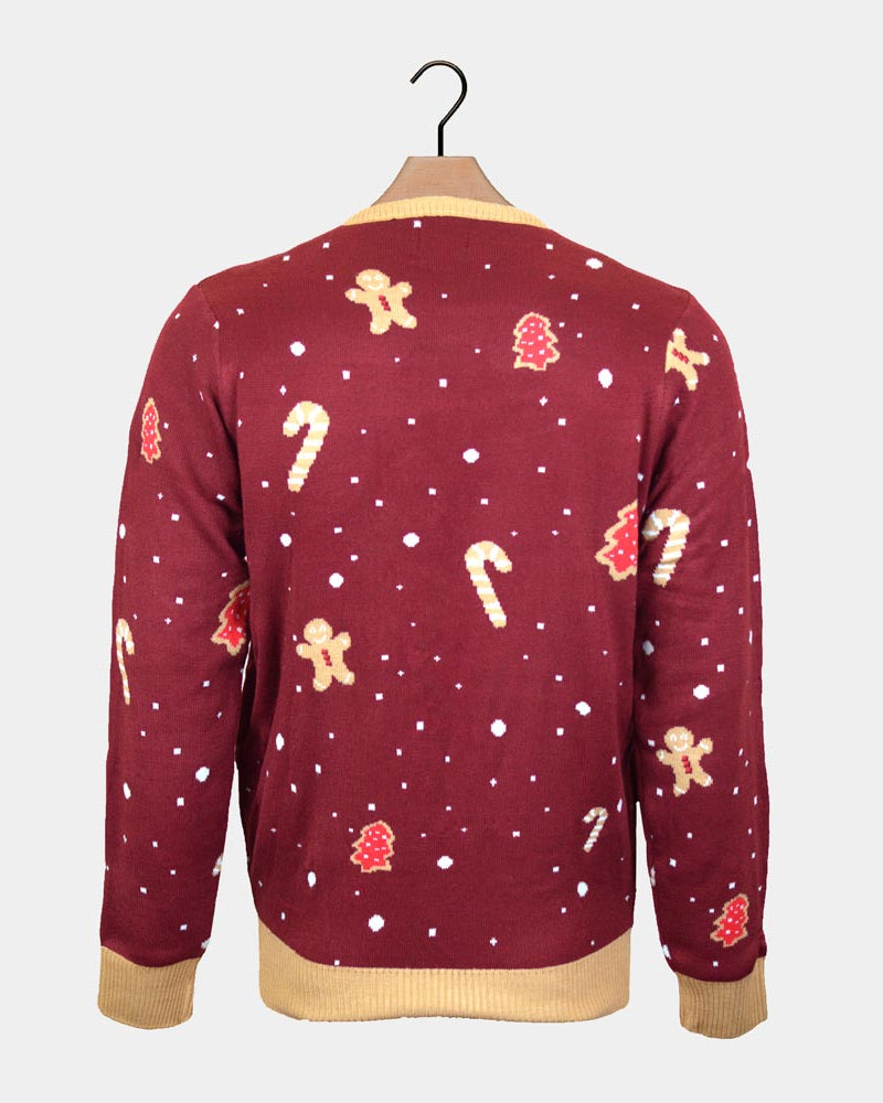 Maglione Natalizio Ginger Cookie con Luci LED Rosso