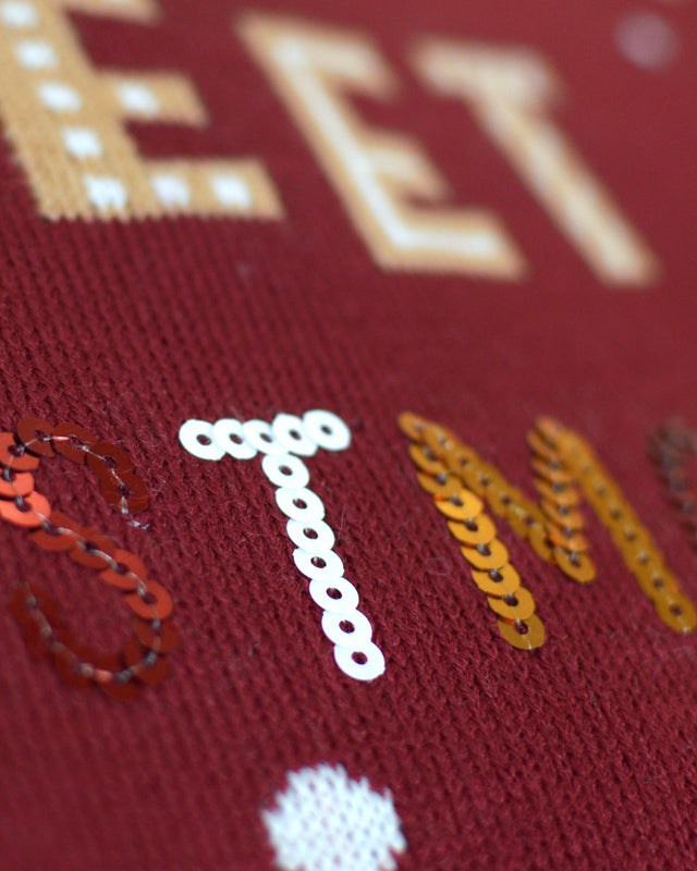 Maglione Natalizio con Luci LED Rosso Ginger Cookie Famiglia