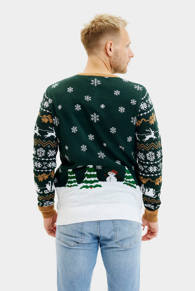 Maglione Natalizio Luci LED da Uomo Santa is Coming to Town