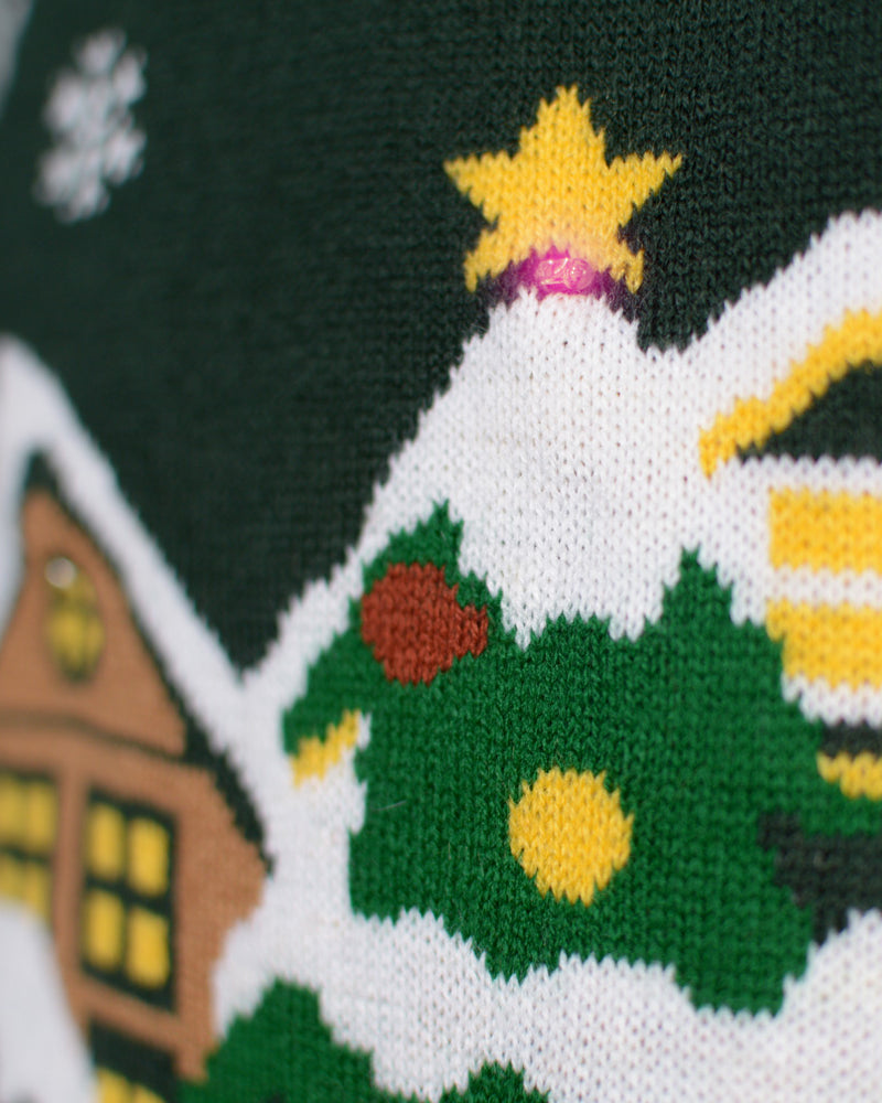 Maglione Natalizio con Luci LED da Uomo Santa is Coming Town