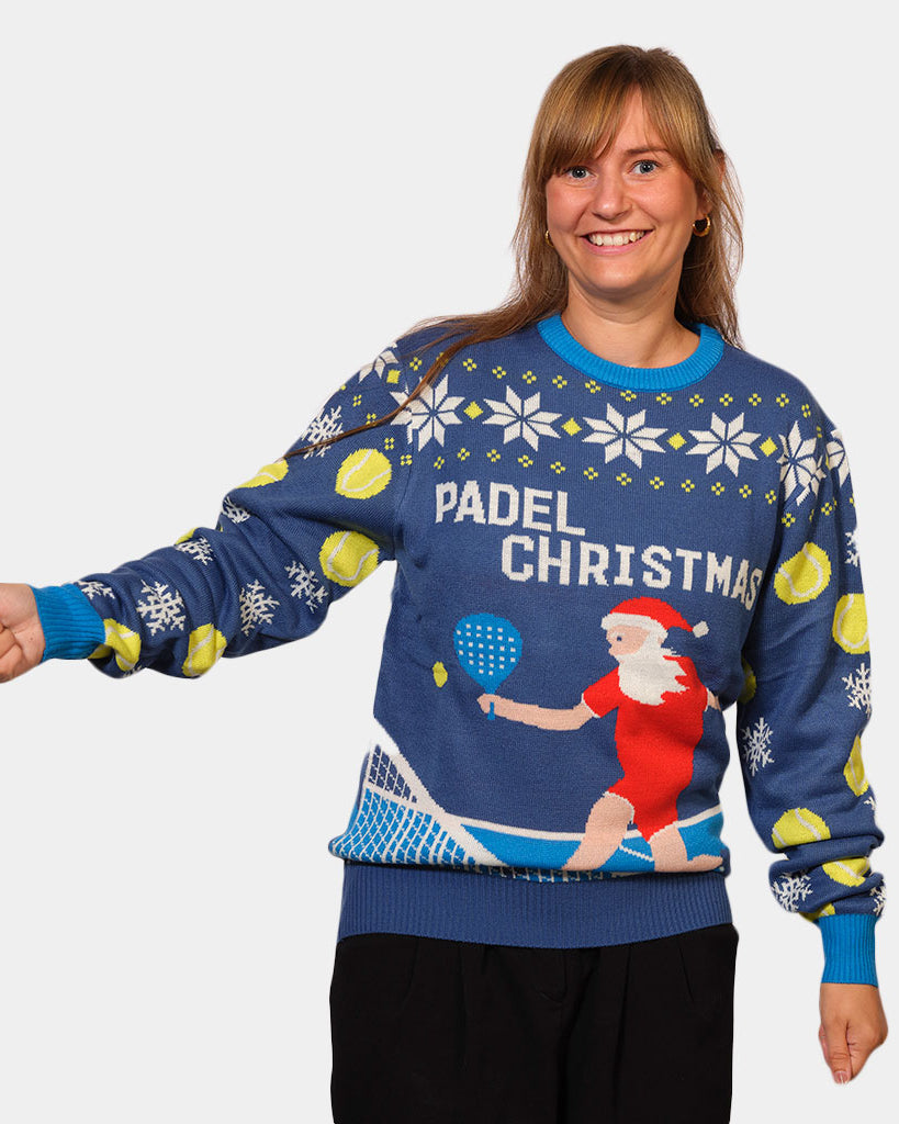 Maglione Natalizio Padel Christmas Blu Donna