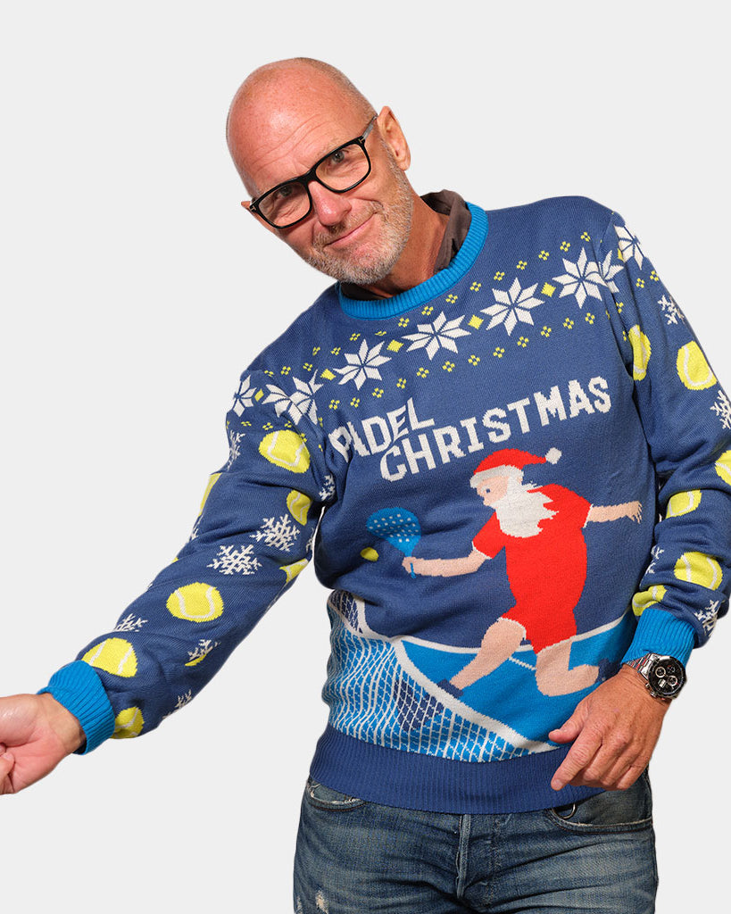 Maglione Natalizio Padel Christmas Blu Uomo