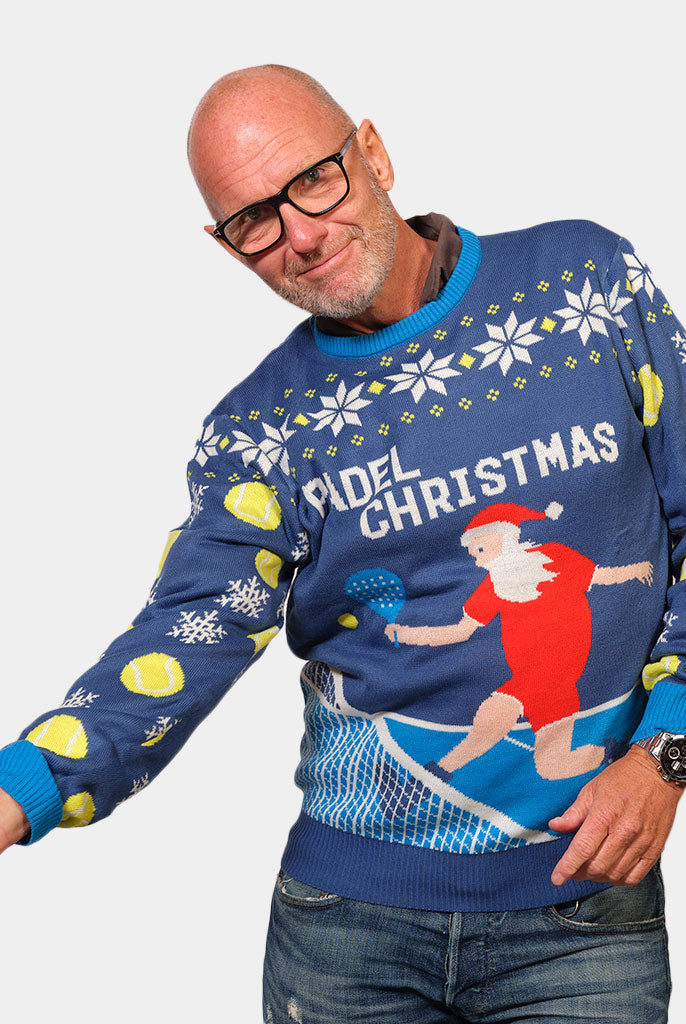 Maglione Natalizio Padel Christmas Blu Uomo