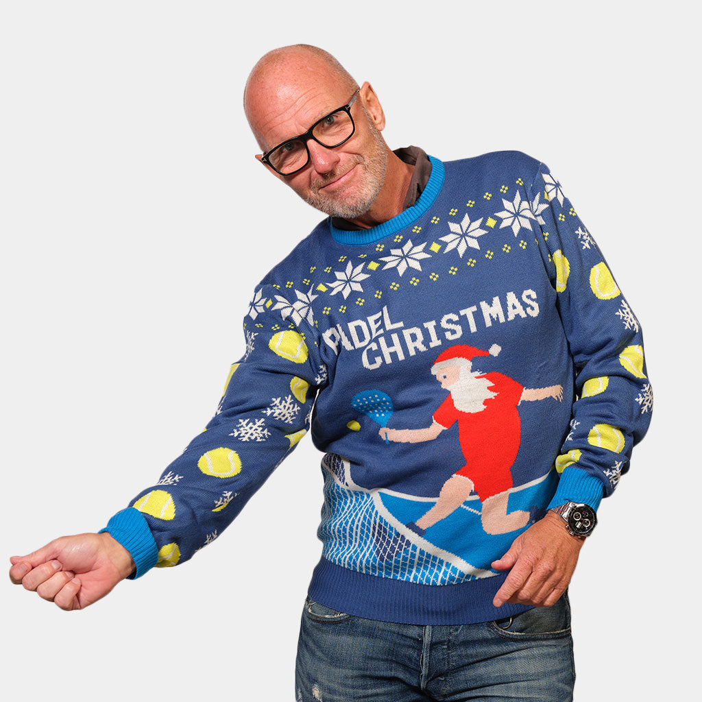 Maglione Natalizio Padel Christmas Blu Uomo