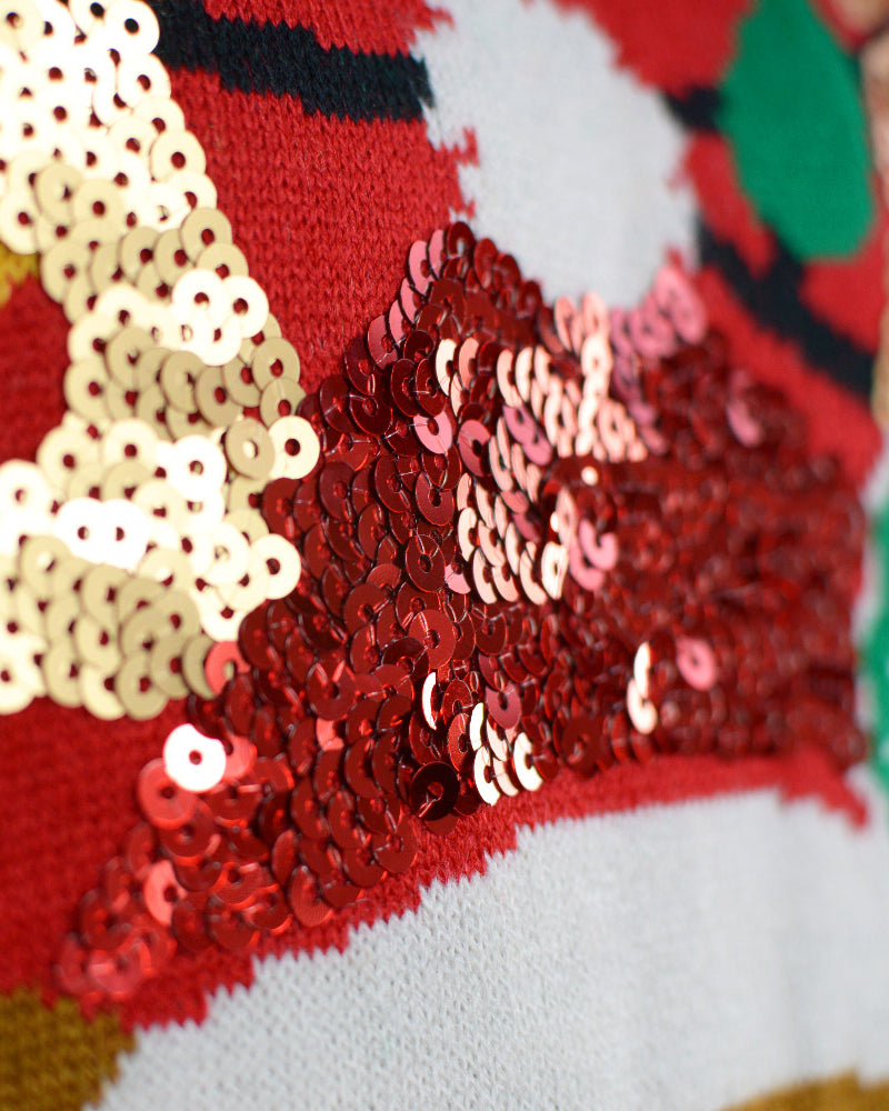 Maglione Natalizio Paillettes Donna Luci LED Renna Brillante