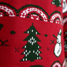 Maglione Natalizio con Pini e Pupazzi di Neve Rosso