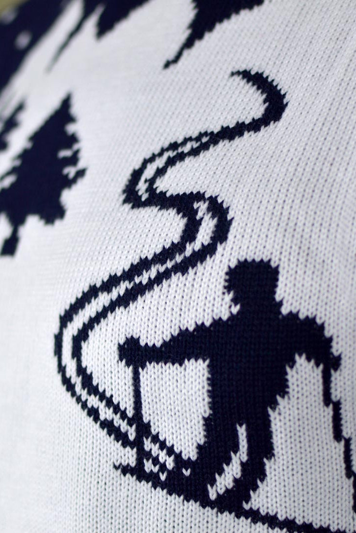 Maglione Natalizio Pista da Sci con Sciatori