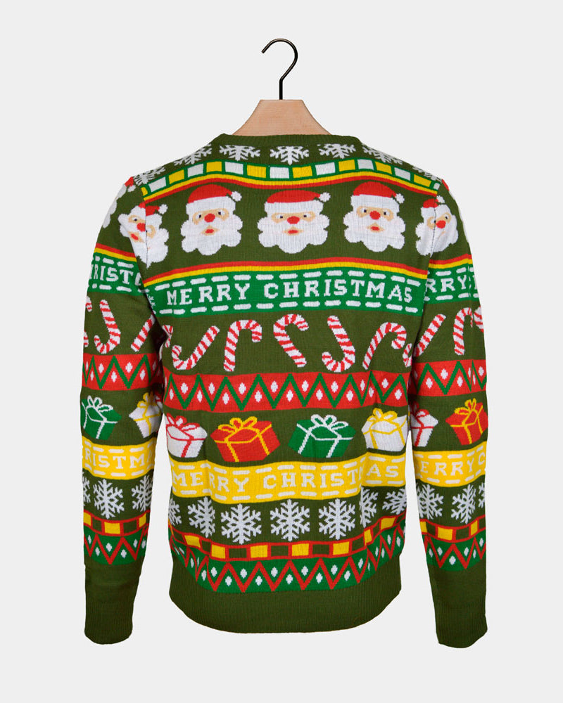 Maglione Natalizio Regali Verde con Babbo Natale
