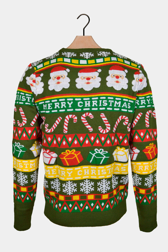 Maglione Natalizio Regali Verde con Babbo Natale