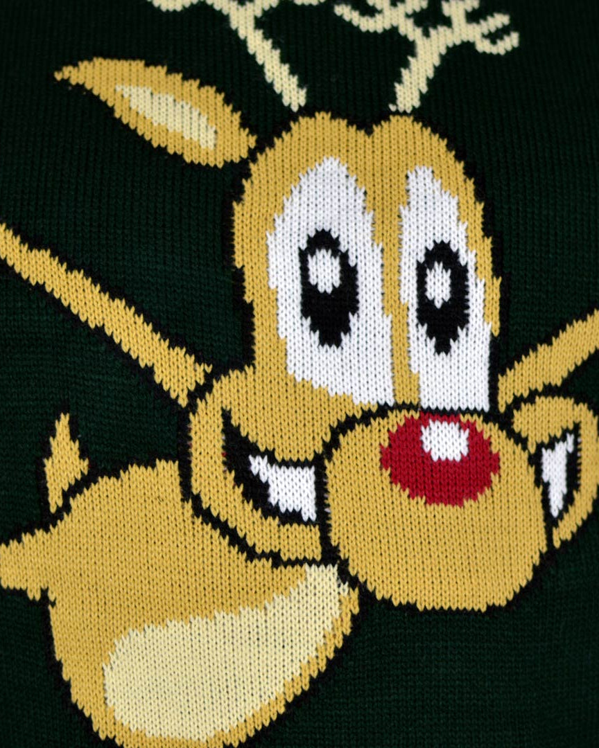 Maglione Natalizio con Renna che Pattina Verde