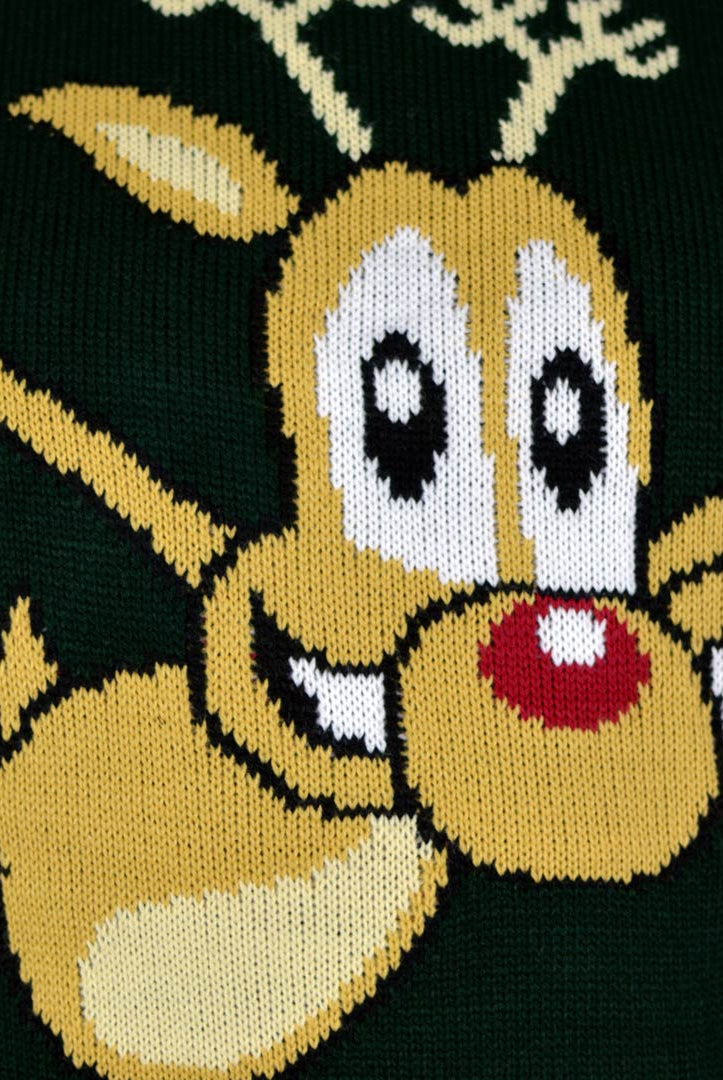 Maglione Natalizio con Renna che Pattina Verde